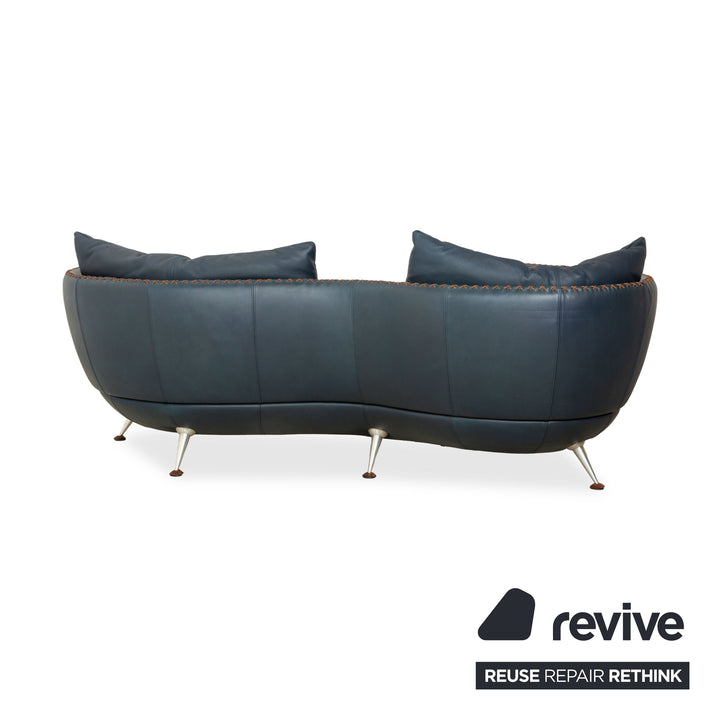 de Sede DS-102 Leder Dreisitzer Dunkelblau Marineblau Sofa Couch