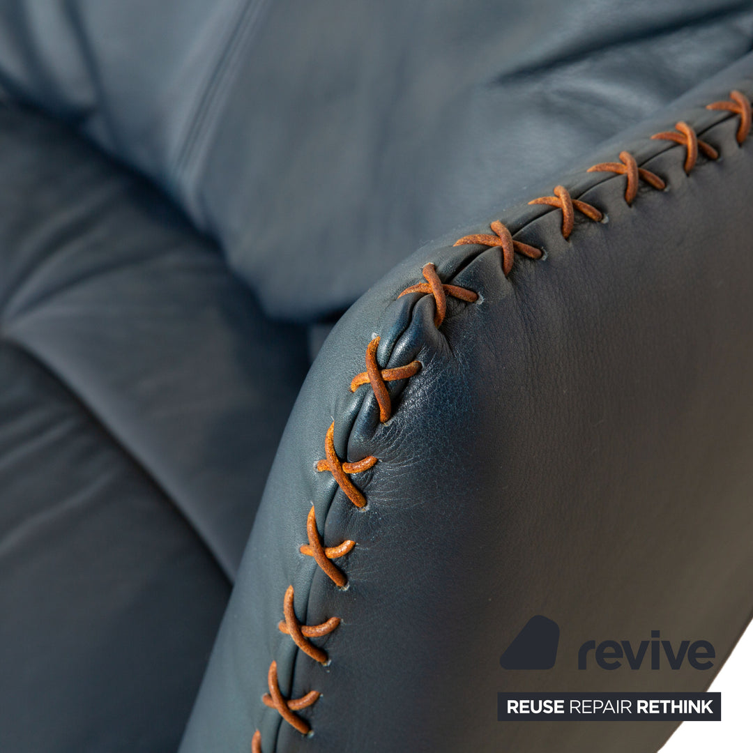 de Sede DS-102 Leder Dreisitzer Dunkelblau Marineblau Sofa Couch