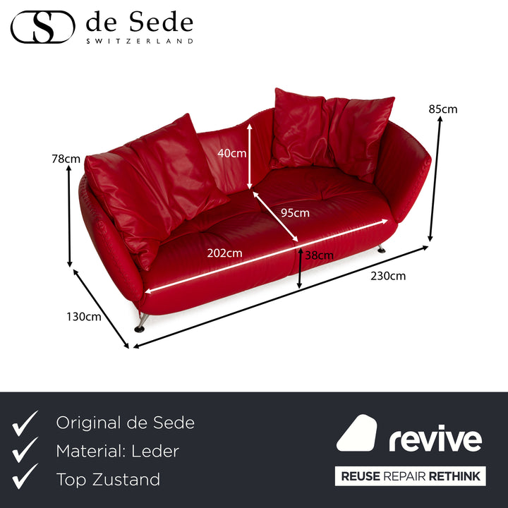 De Sede DS-102 Leder Dreisitzer Rot Sofa Couch