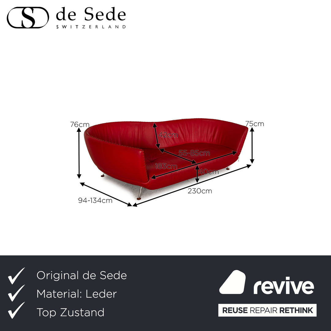 de Sede DS 102 Leder Dreisitzer Rot Sofa Couch