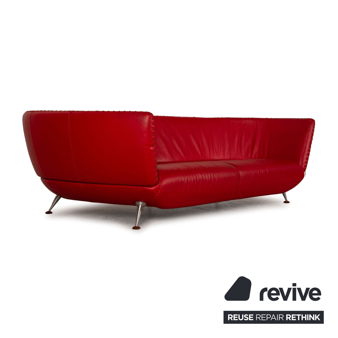 de Sede DS 102 leather three-seater red sofa couch