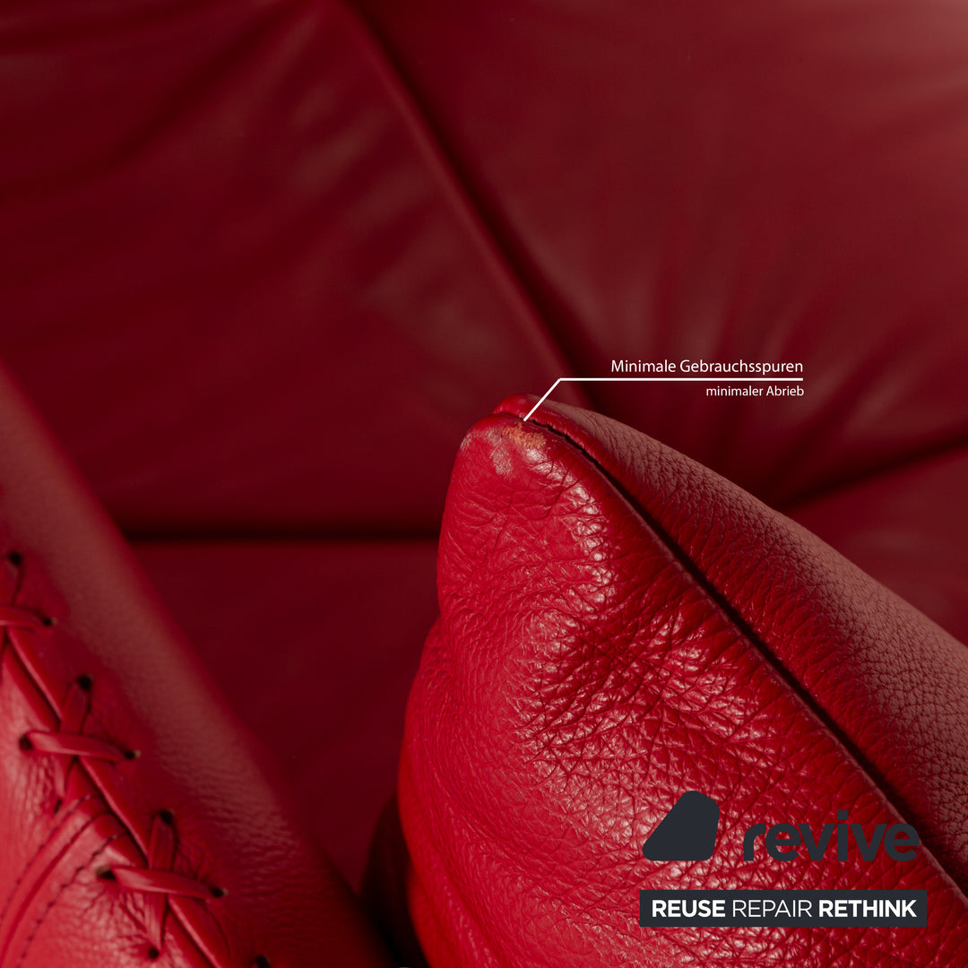De Sede DS-102 Leder Dreisitzer Rot Sofa Couch