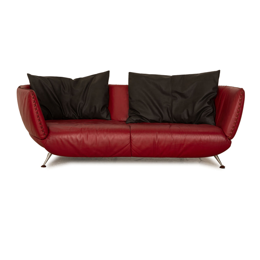 de Sede DS 102 Leder Dreisitzer Rot Sofa Couch Teilneubezug