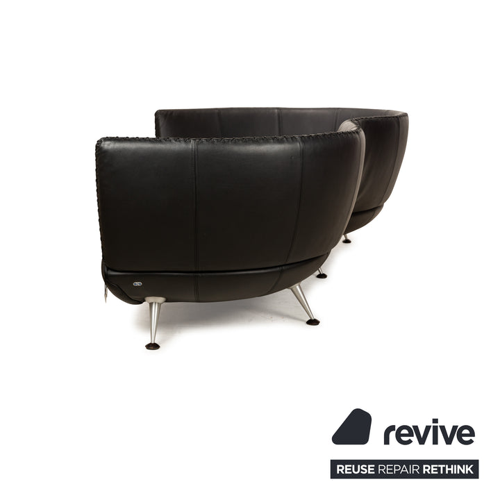 de Sede DS-102 Leather Three-Seater Black Sofa Couch