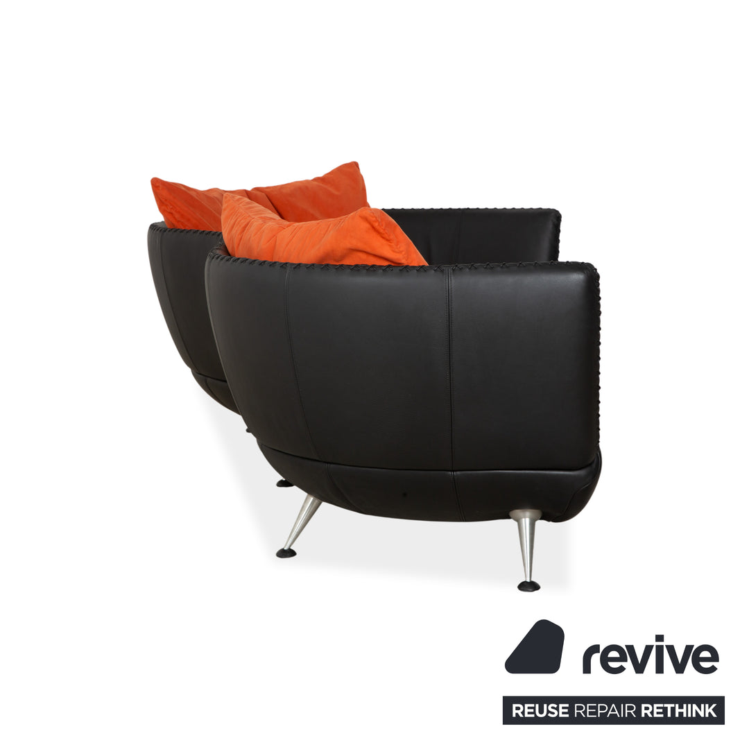 Canapé trois places en cuir noir de Sede DS-102