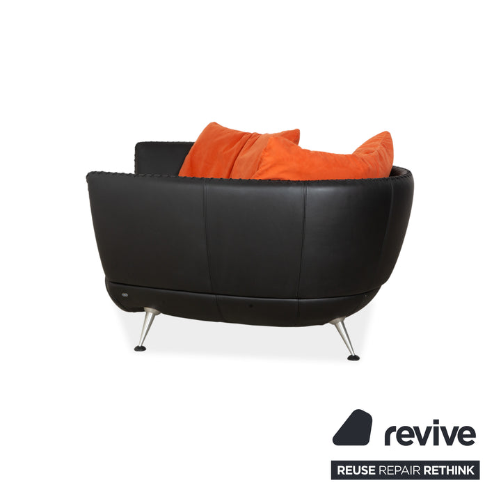 Canapé trois places en cuir noir de Sede DS-102