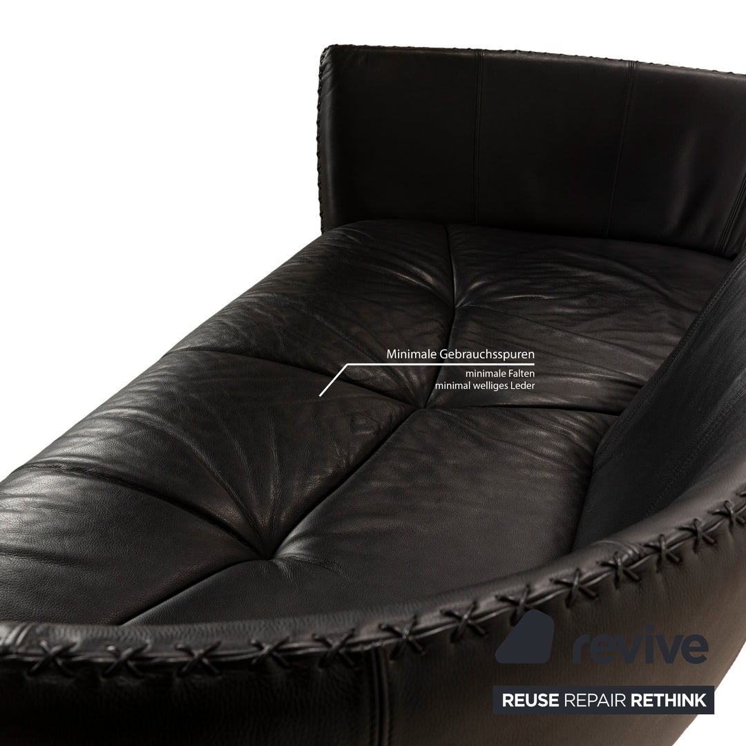 de Sede DS-102 Leather Three-Seater Black Sofa Couch