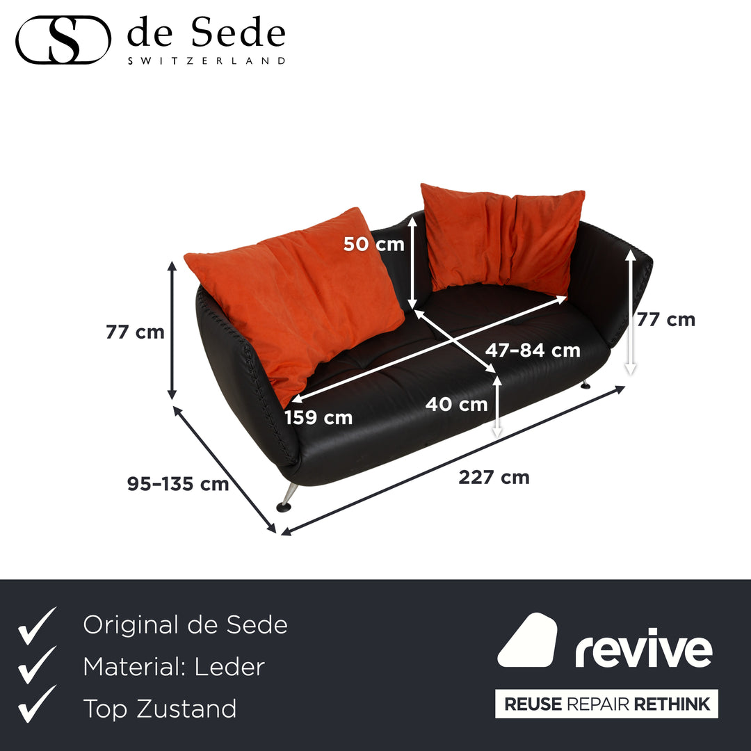 Canapé trois places en cuir noir de Sede DS-102