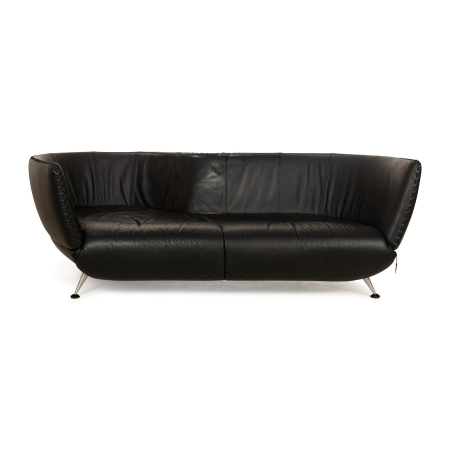 de Sede DS 102 Leather Three-Seater Black Sofa Couch