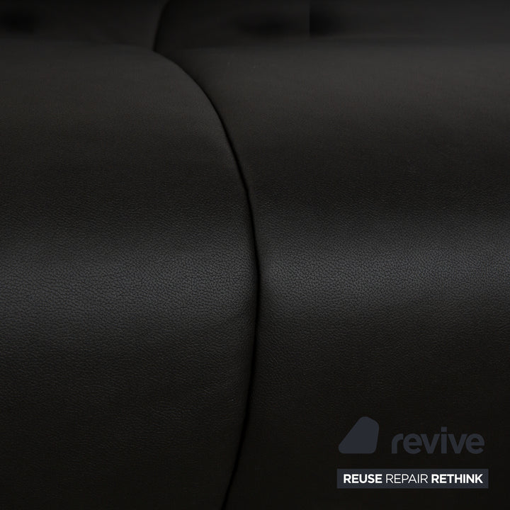 de Sede DS-102 Leather Three-Seater Black Sofa Couch Partially Reupholstered Anthracite