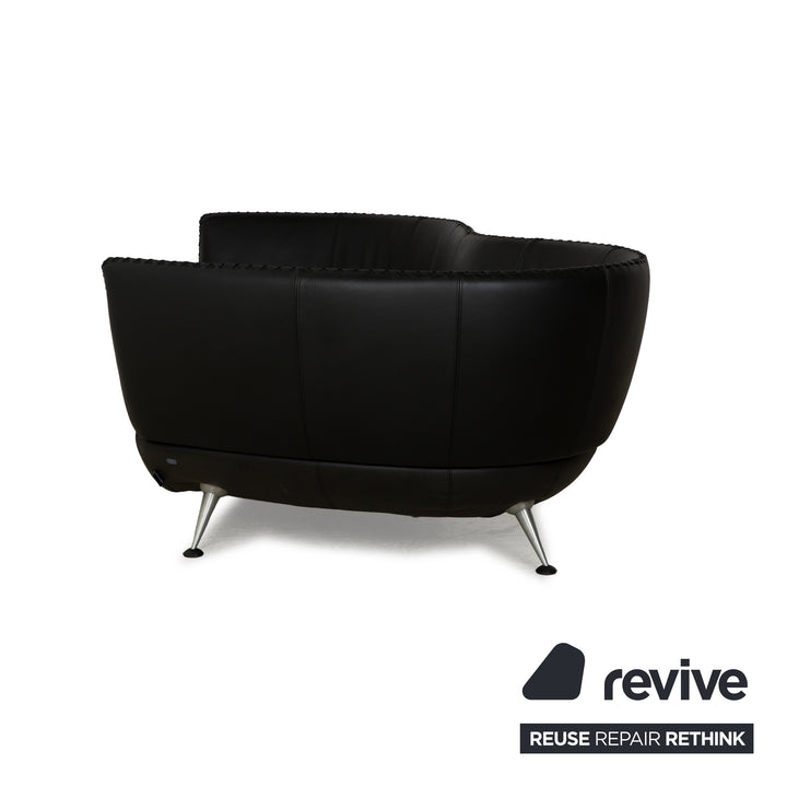 de Sede DS-102 Leather Three-Seater Black Sofa Couch Partially Reupholstered Anthracite