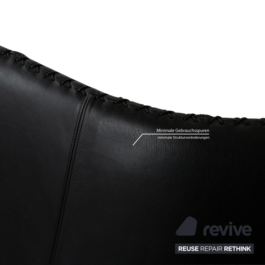 de Sede DS-102 Leather Three-Seater Black Sofa Couch Partially Reupholstered Anthracite