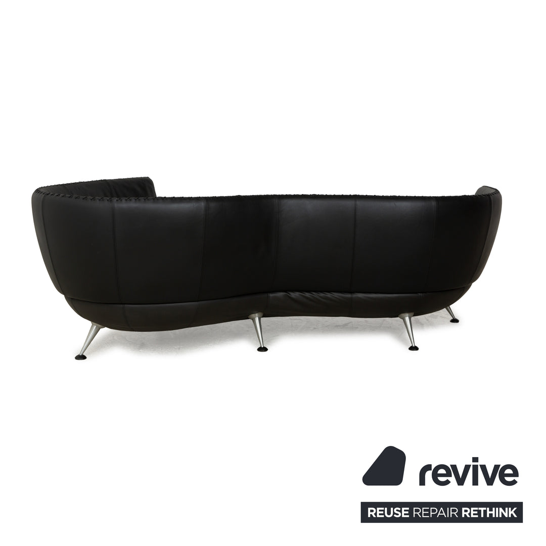 de Sede DS-102 Leather Three-Seater Black Sofa Couch Partially Reupholstered Anthracite