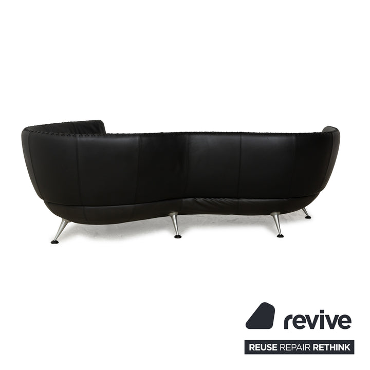 de Sede DS-102 Leather Three-Seater Black Sofa Couch Partially Reupholstered Anthracite