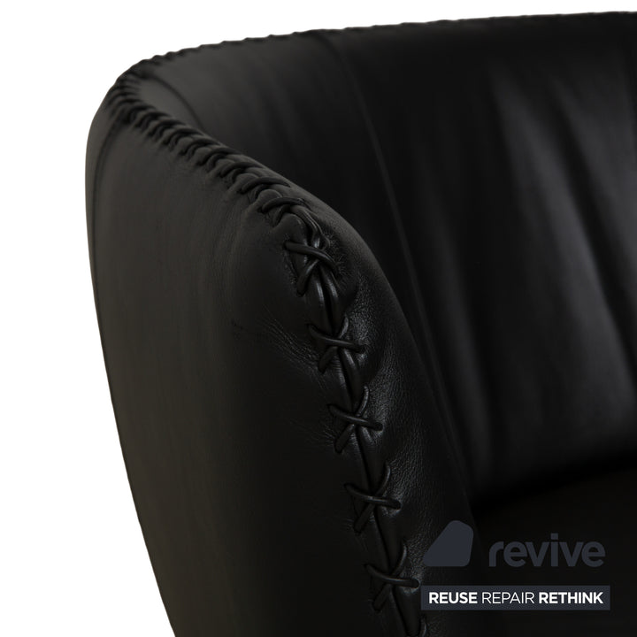 de Sede DS-102 Leather Three-Seater Black Sofa Couch Partially Reupholstered Anthracite