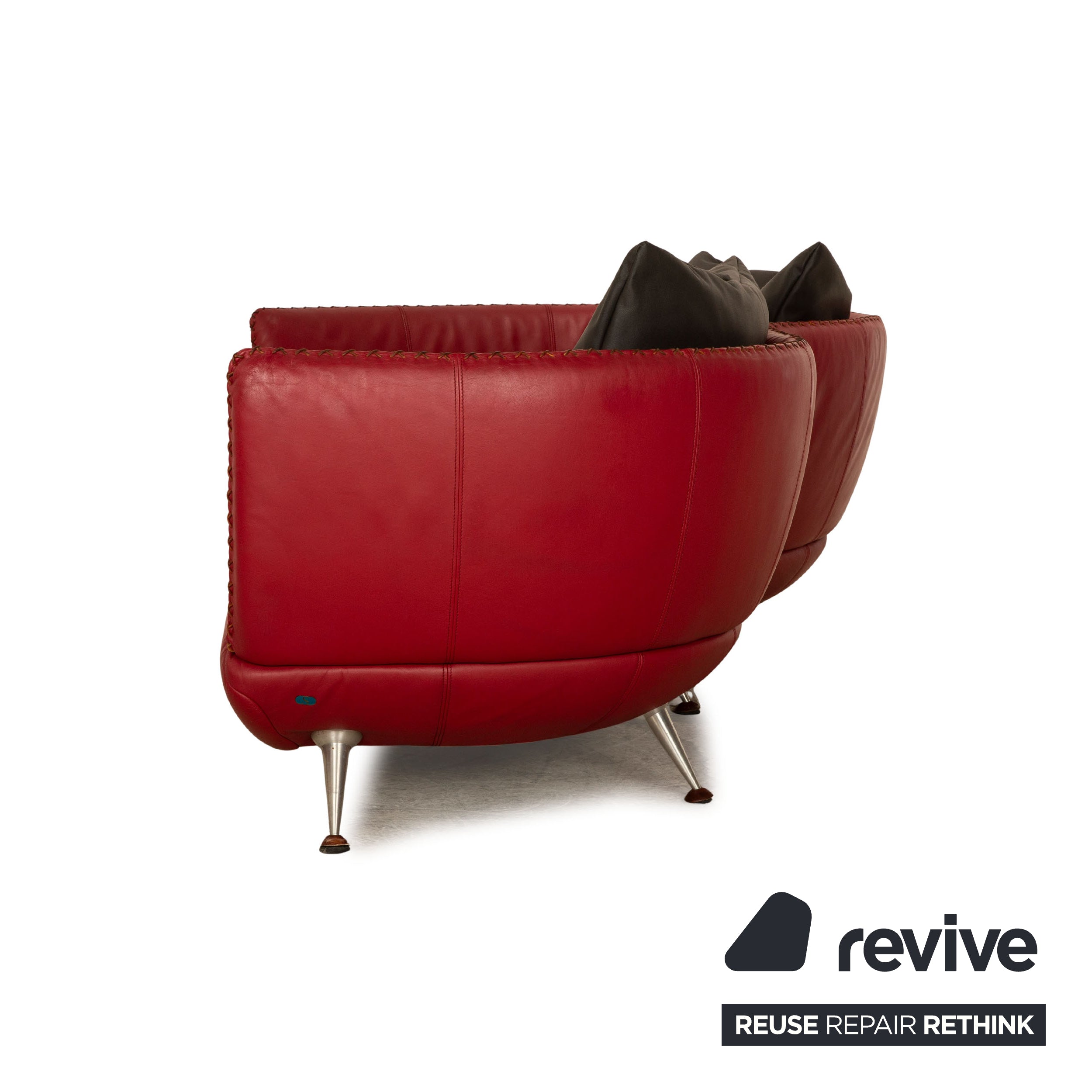 de Sede DS 102 Leder Sofa Garnitur Rot Dreisitzer Hocker Couch