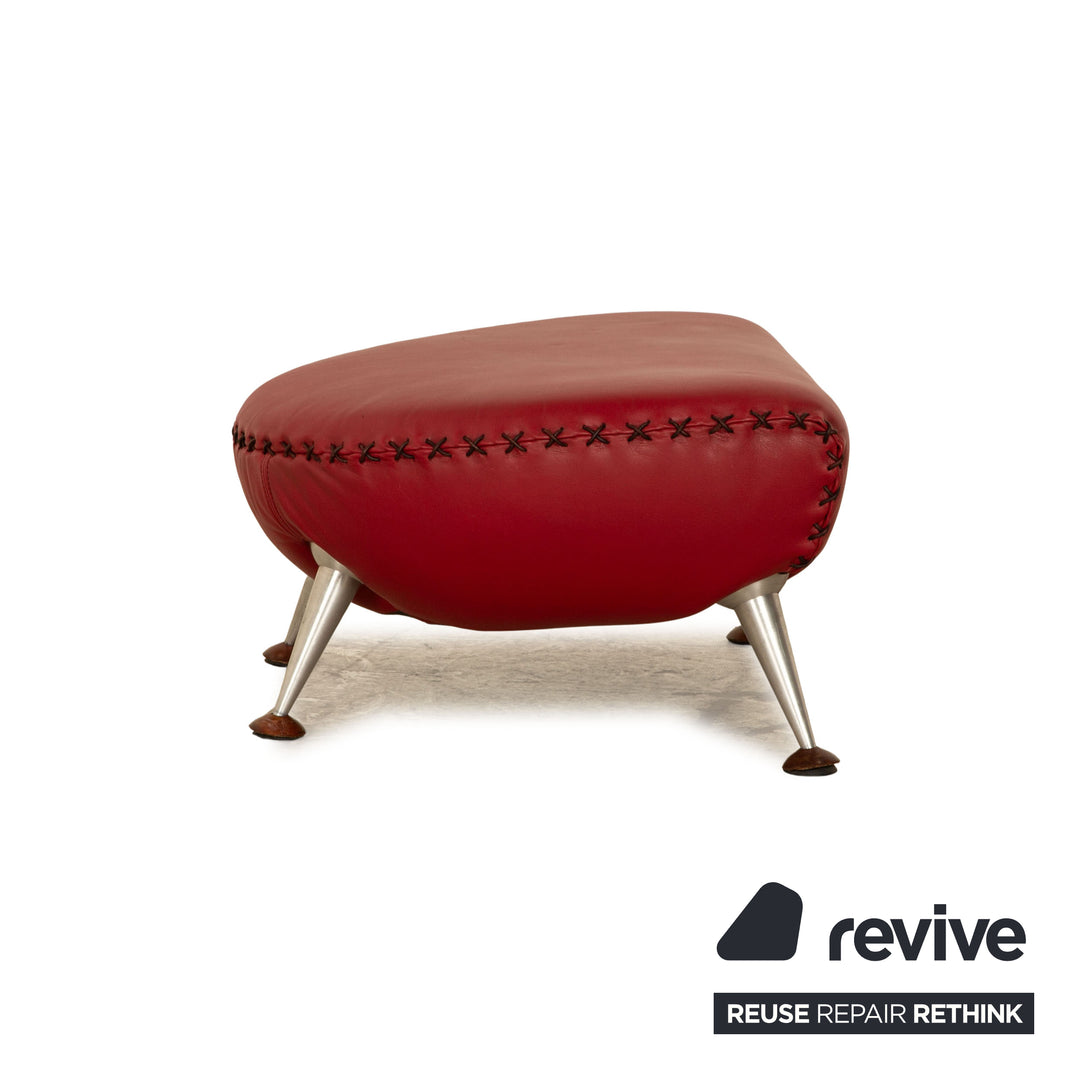 de Sede DS 102 Leder Sofa Garnitur Rot Dreisitzer Hocker Couch