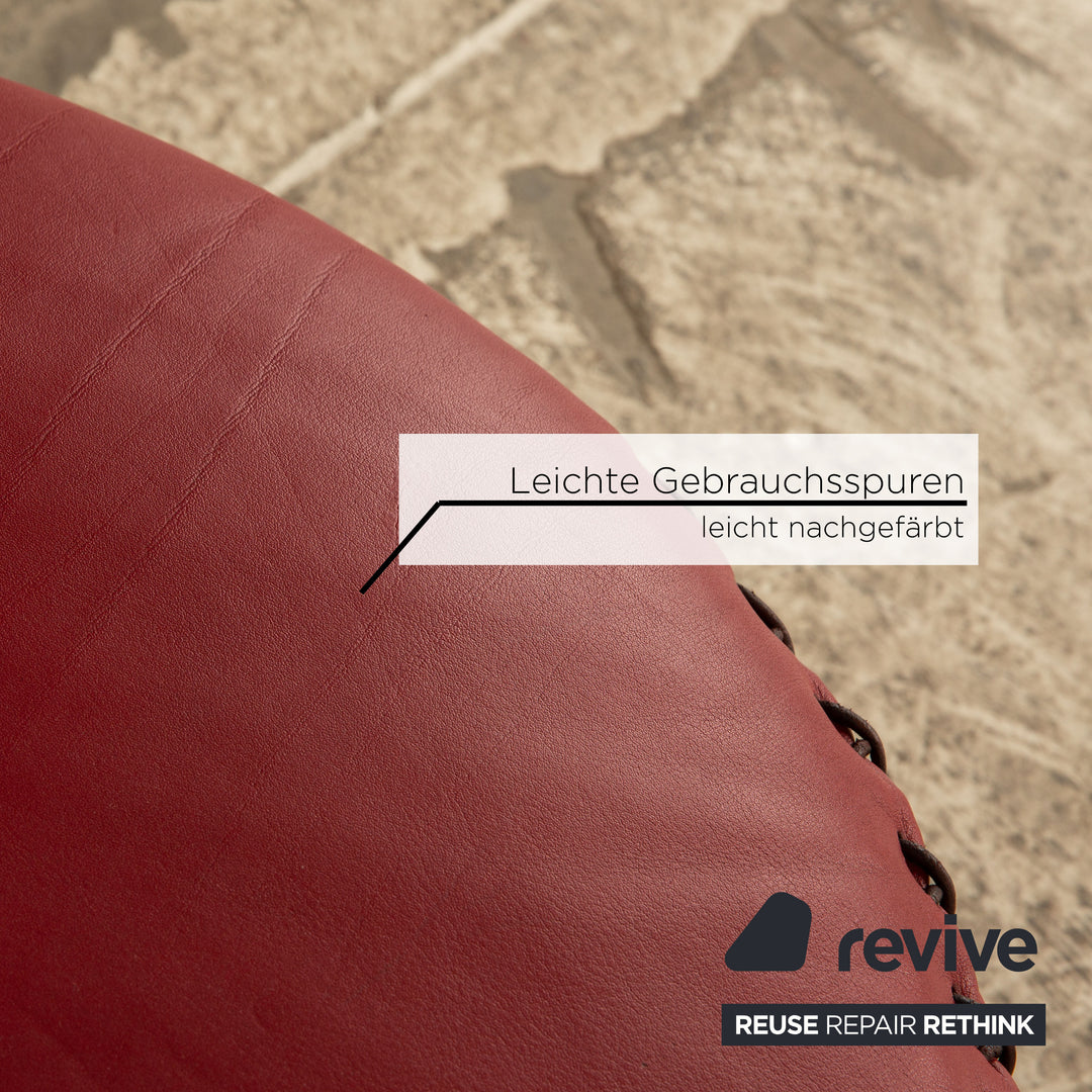 de Sede DS 102 Leder Sofa Garnitur Rot Dreisitzer Hocker Couch