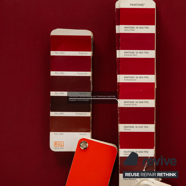 de Sede DS 102 Leder Sofa Garnitur Rot Dreisitzer Hocker Couch