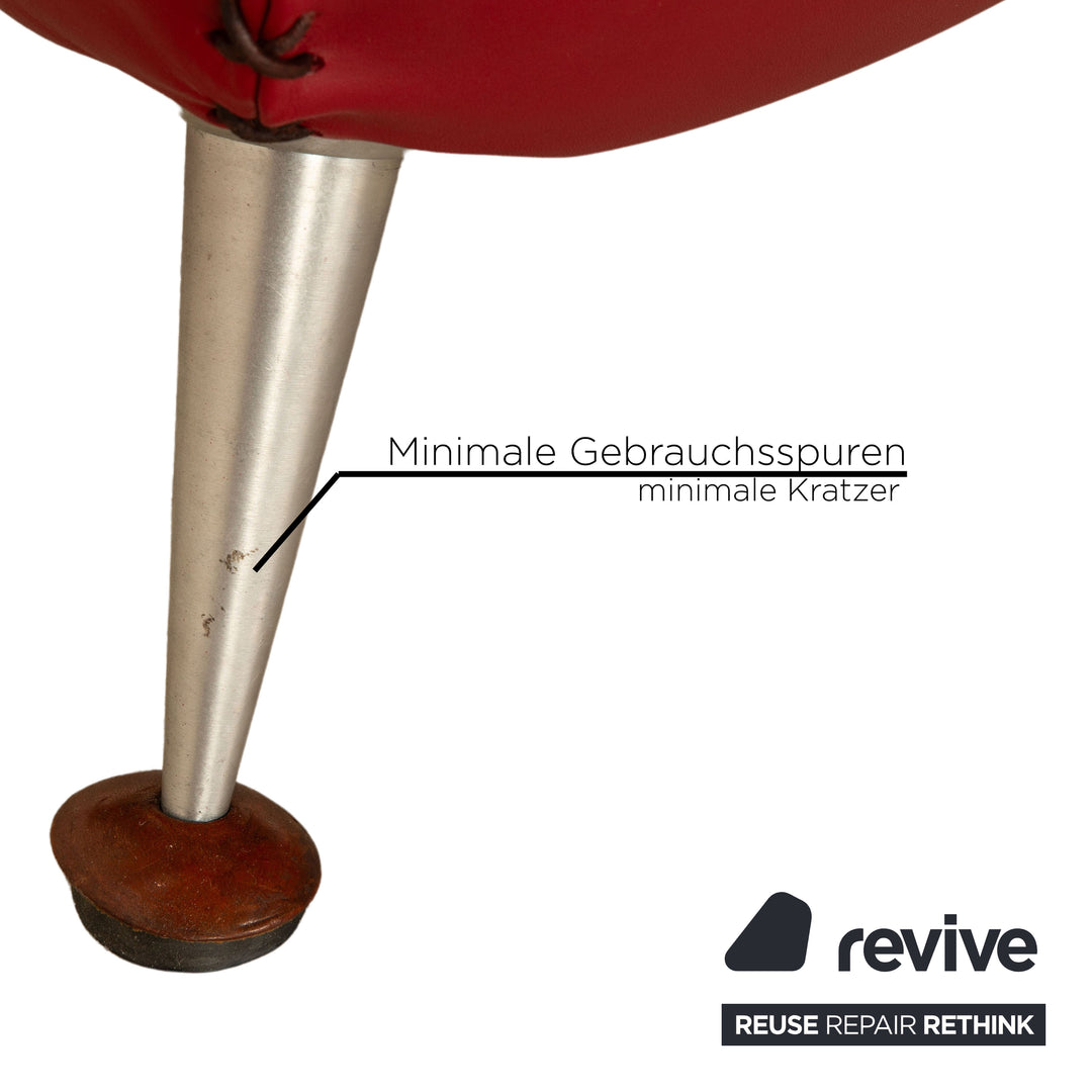 de Sede DS 102 Leder Sofa Garnitur Rot Dreisitzer Hocker Couch