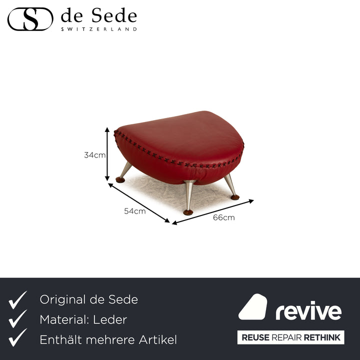 de Sede DS 102 Leder Sofa Garnitur Rot Dreisitzer Hocker Couch