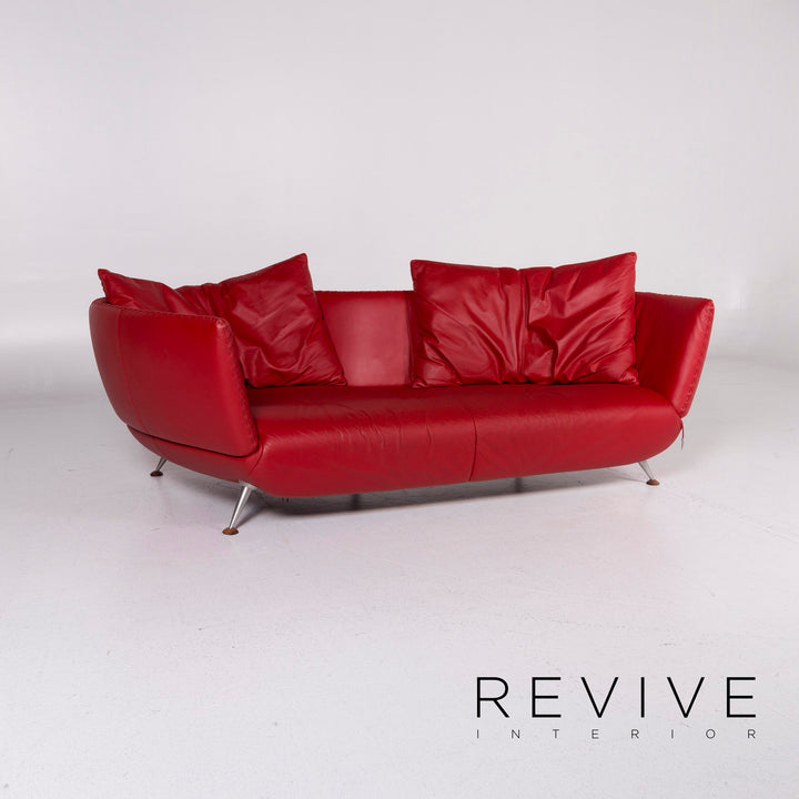 de Sede DS 102 Leder Sofa Rot Dreisitzer Couch #11154