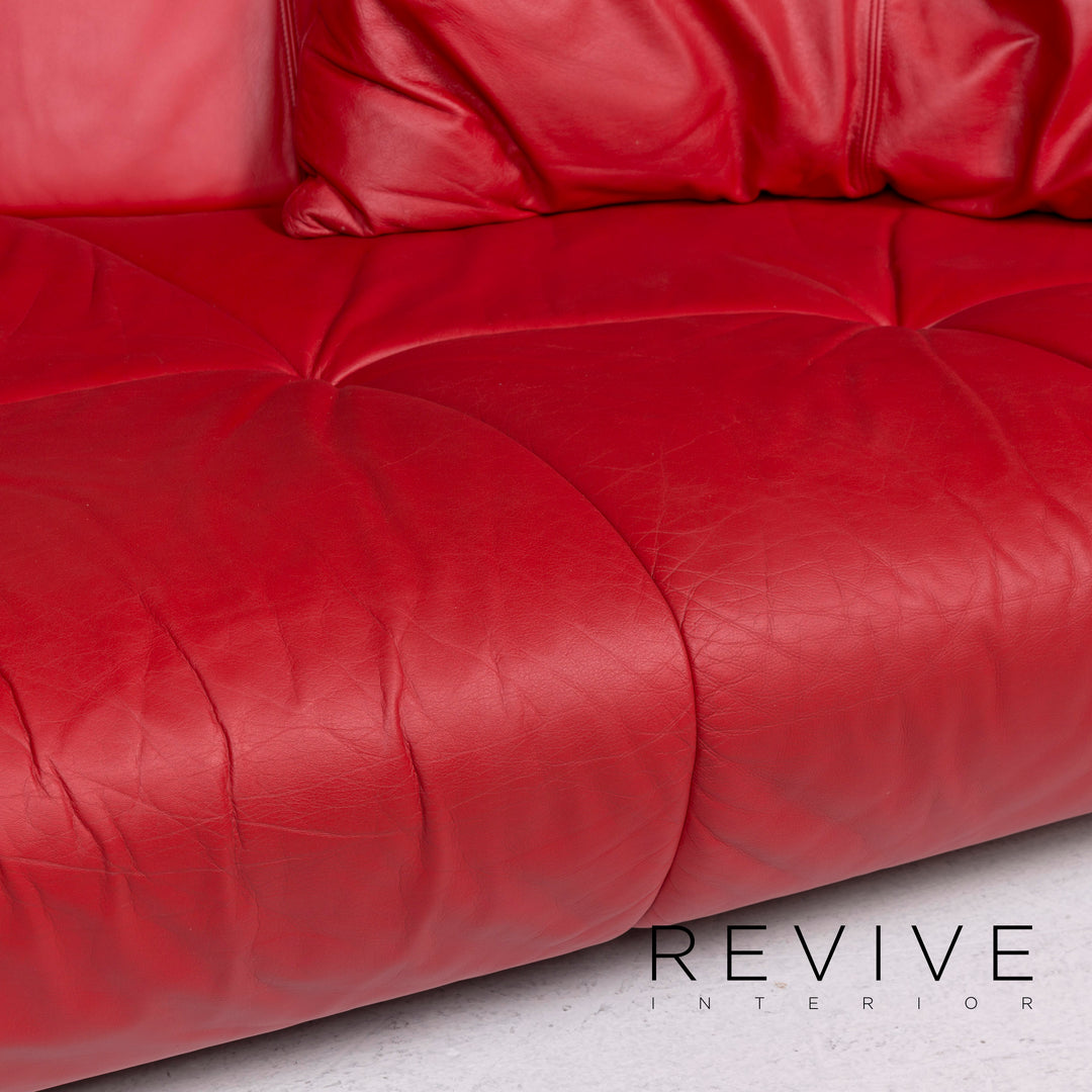 de Sede DS 102 Leder Sofa Rot Dreisitzer Couch #11154