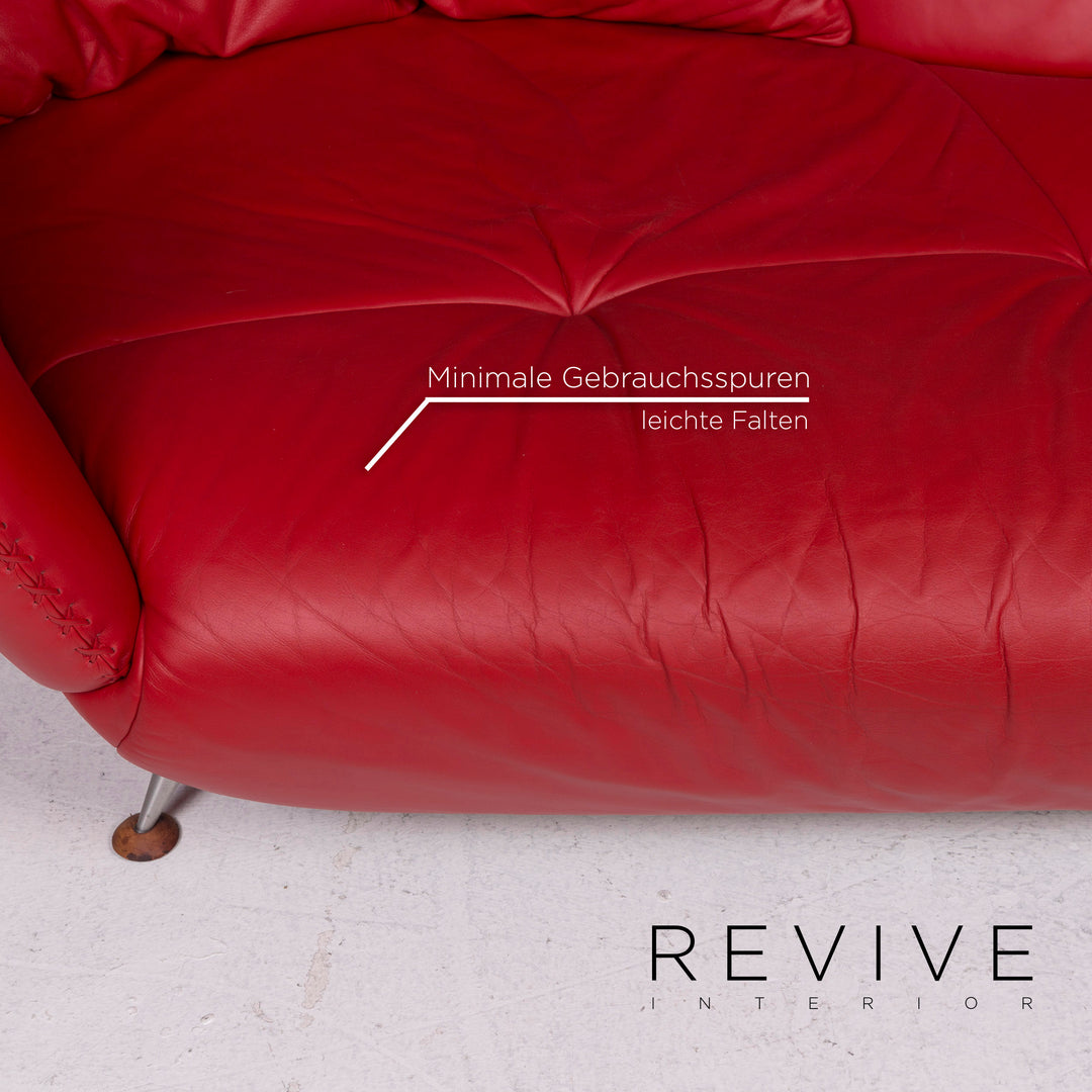 de Sede DS 102 Leder Sofa Rot Dreisitzer Couch #11154