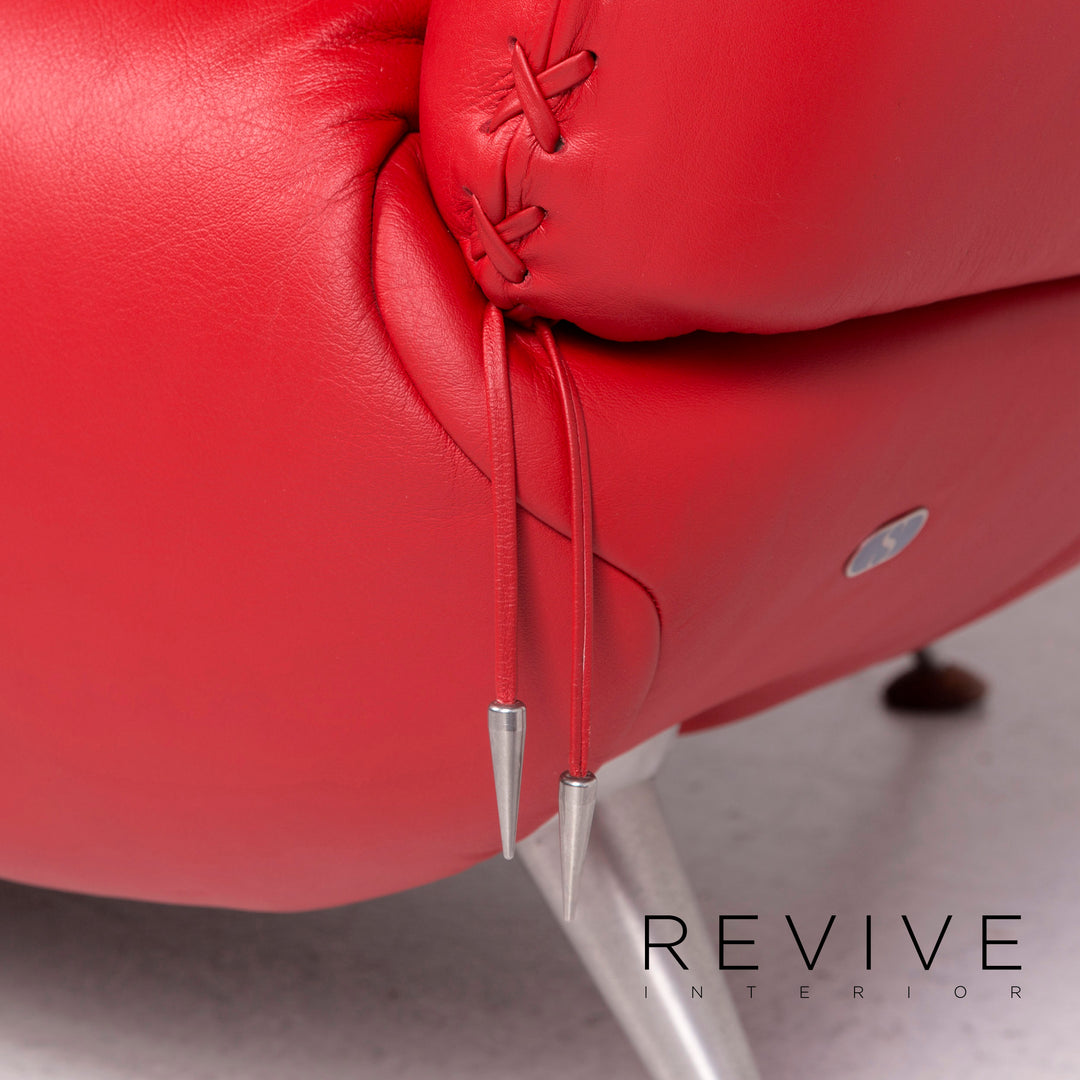 de Sede DS 102 Leder Sofa Rot Dreisitzer Couch #11154