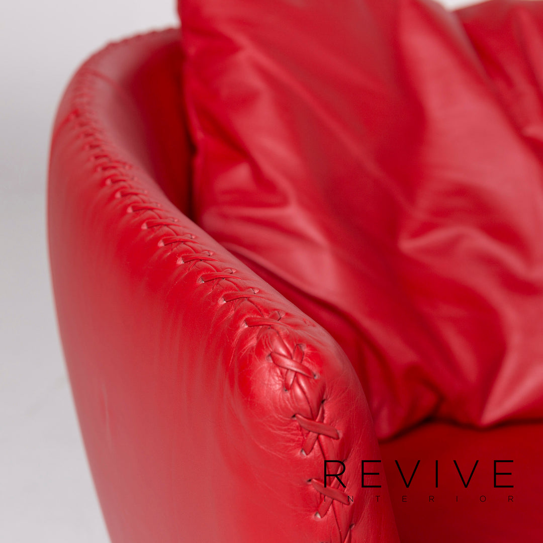 de Sede DS 102 Leder Sofa Rot Dreisitzer Couch #11154