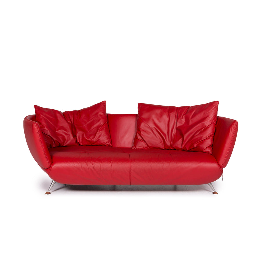 de Sede DS 102 Leder Sofa Rot Dreisitzer Couch #11154