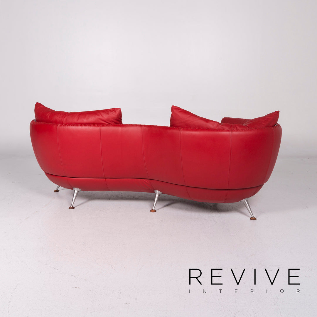 de Sede DS 102 Leder Sofa Rot Dreisitzer Couch #11154