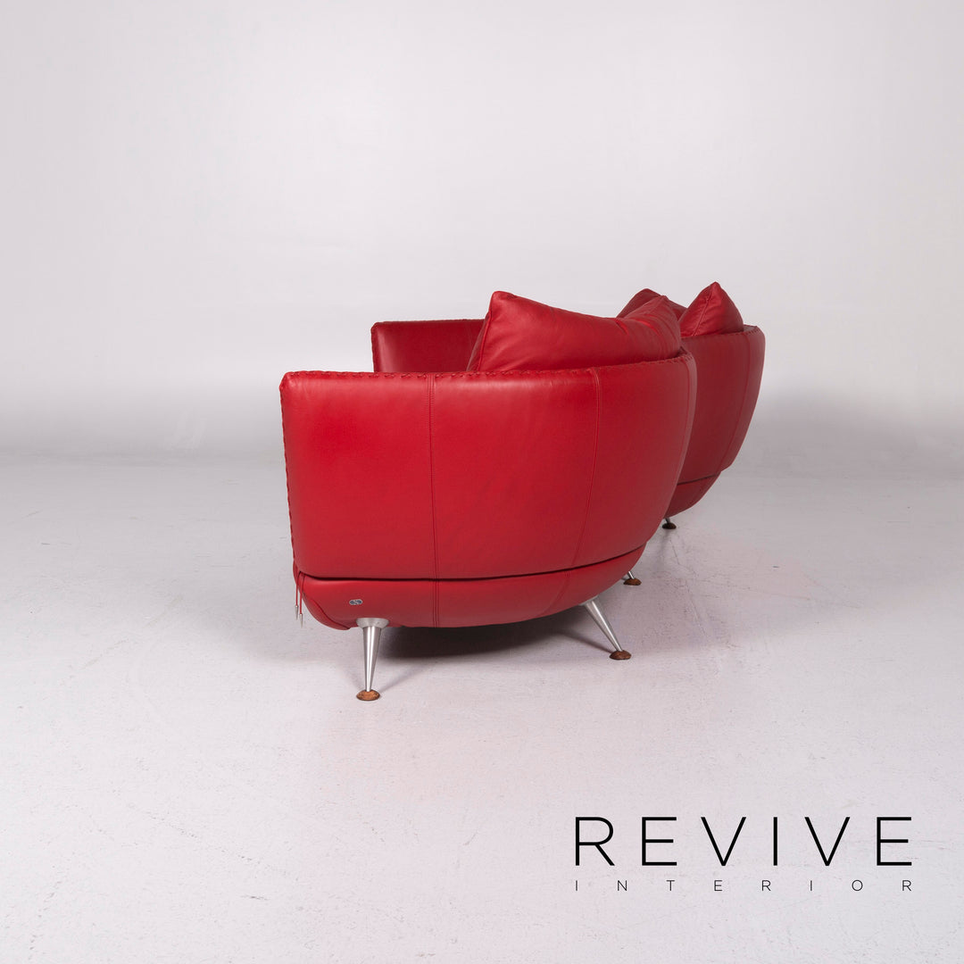 de Sede DS 102 Leder Sofa Rot Dreisitzer Couch #11154