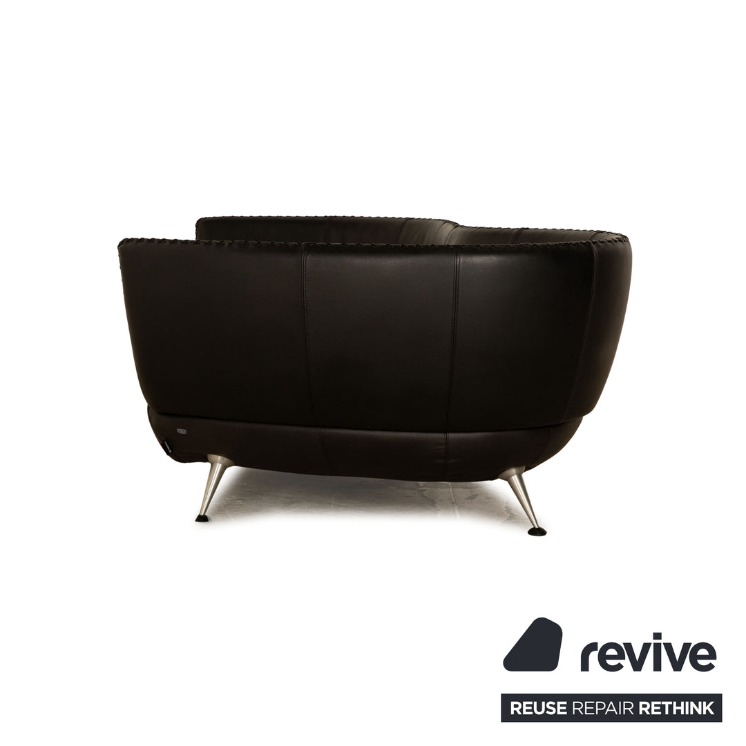 de Sede DS 102 Leder Zweisitzer Schwarz Sofa Couch Teilneubezug