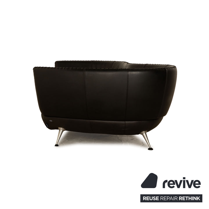 de Sede DS 102 Leder Zweisitzer Schwarz Sofa Couch Teilneubezug
