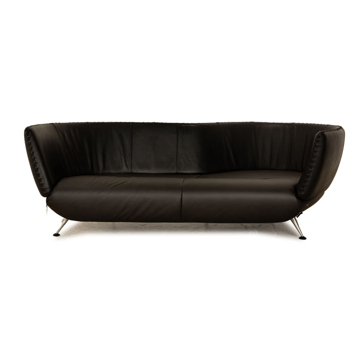 de Sede DS 102 Leder Zweisitzer Schwarz Sofa Couch Teilneubezug