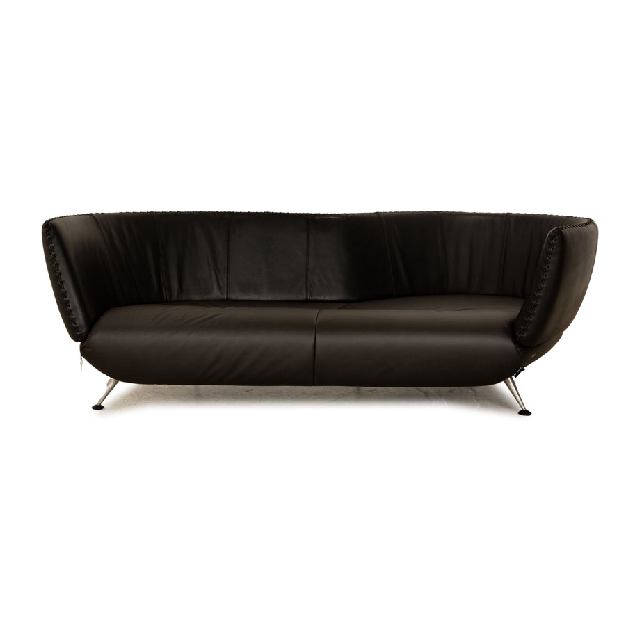 de Sede DS 102 Leder Zweisitzer Schwarz Sofa Couch Teilneubezug