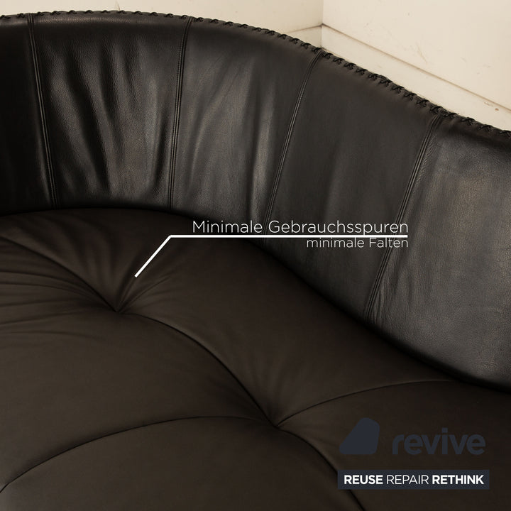 de Sede DS 102 Leder Zweisitzer Schwarz Sofa Couch Teilneubezug