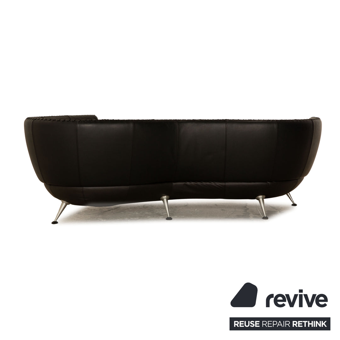 de Sede DS 102 Leder Zweisitzer Schwarz Sofa Couch Teilneubezug