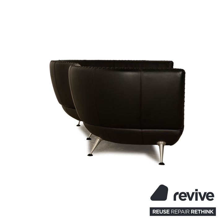 de Sede DS 102 Leder Zweisitzer Schwarz Sofa Couch Teilneubezug