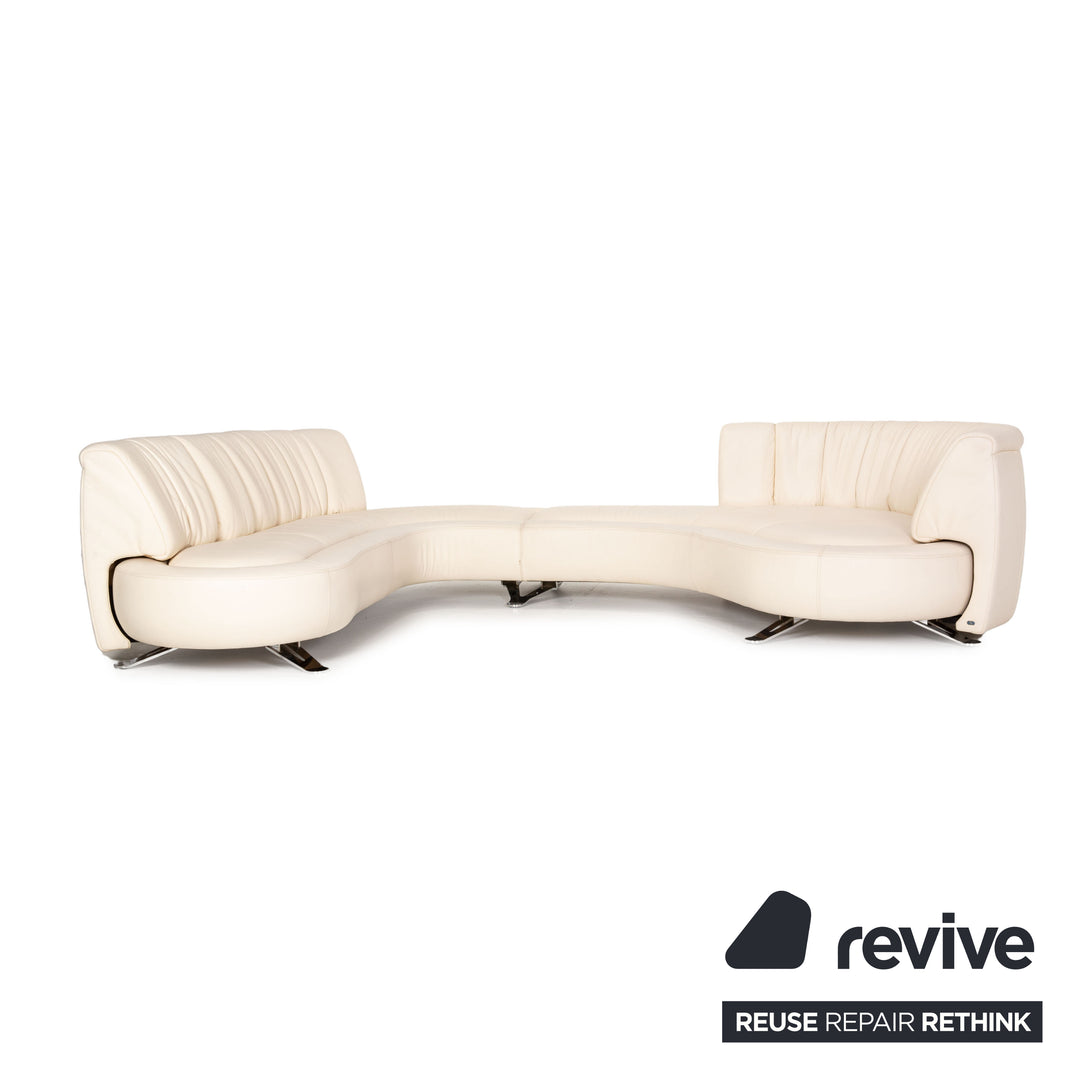 de Sede DS 1064 Leder Sofa Creme Ecksofa Funktion Couch
