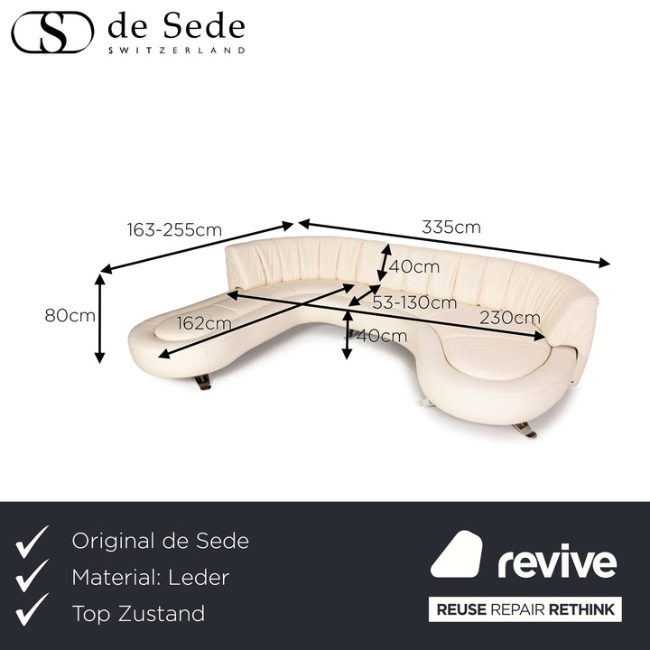 de Sede DS 1064 Leder Sofa Creme Ecksofa Funktion Couch