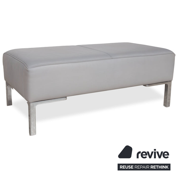 de Sede DS-112 Garnitur Leder Dreisitzer 2x Hocker Grau manuelle Funktion Sofa Couch