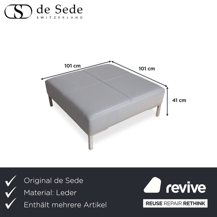 de Sede DS-112 Garnitur Leder Dreisitzer 2x Hocker Grau manuelle Funktion Sofa Couch