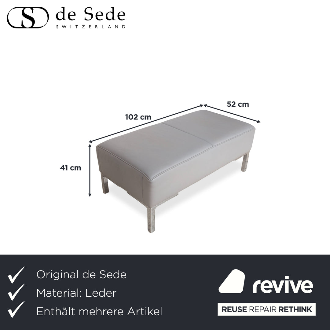 de Sede DS-112 Garnitur Leder Dreisitzer 2x Hocker Grau manuelle Funktion Sofa Couch