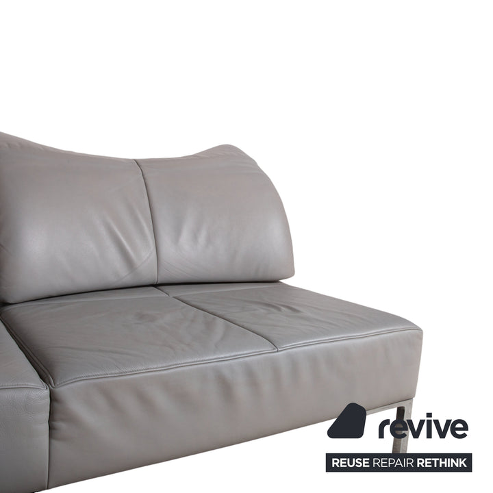 de Sede DS-112 Garnitur Leder Dreisitzer Hocker Grau manuelle Funktion Sofa Couch