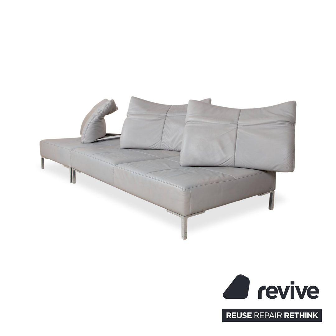 de Sede DS-112 Garnitur Leder Dreisitzer Hocker Grau manuelle Funktion Sofa Couch