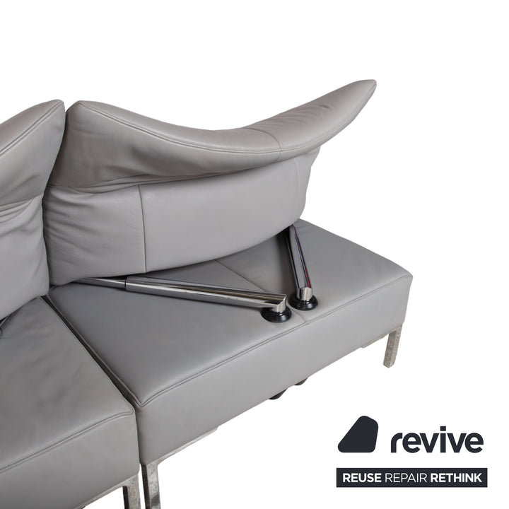 de Sede DS-112 Garnitur Leder Dreisitzer Hocker Grau manuelle Funktion Sofa Couch