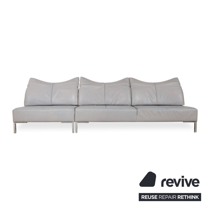 de Sede DS-112 Garnitur Leder Dreisitzer Hocker Grau manuelle Funktion Sofa Couch