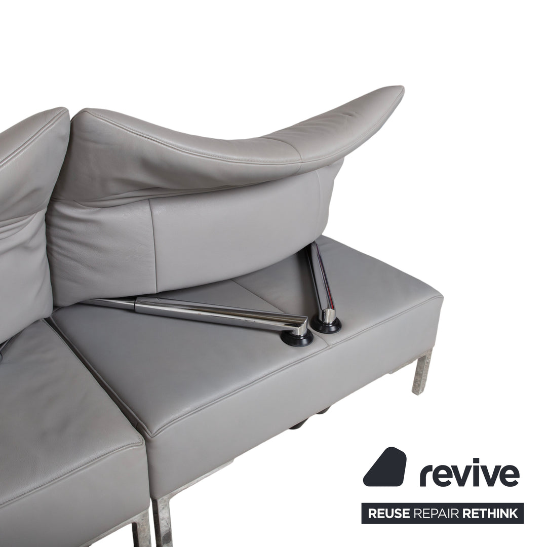 de Sede DS-112 Leder Dreisitzer Grau manuelle Funktion Sofa Couch